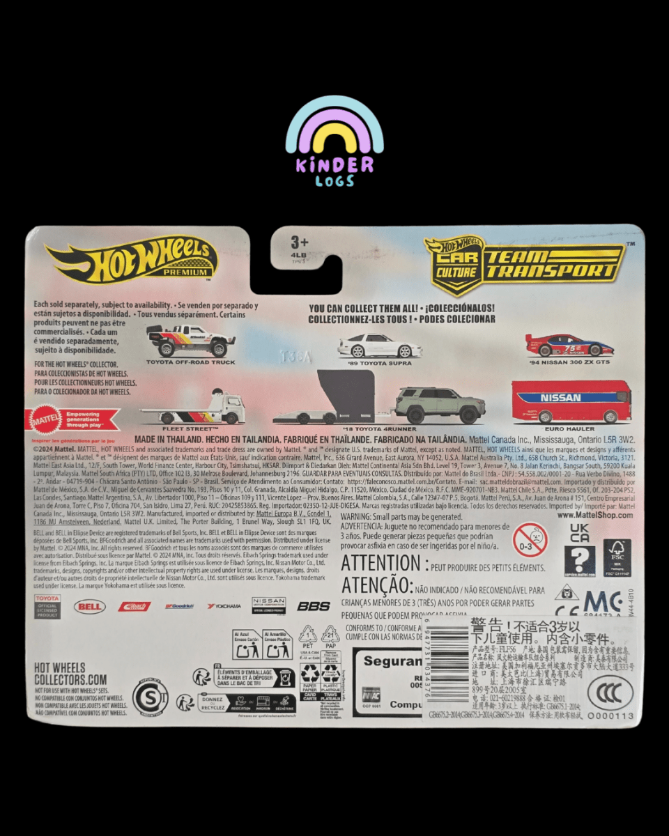 Hot Wheels Team Transport Euro Hauler and 1994 Nissan 300 ZX GTS - Kinder Logs