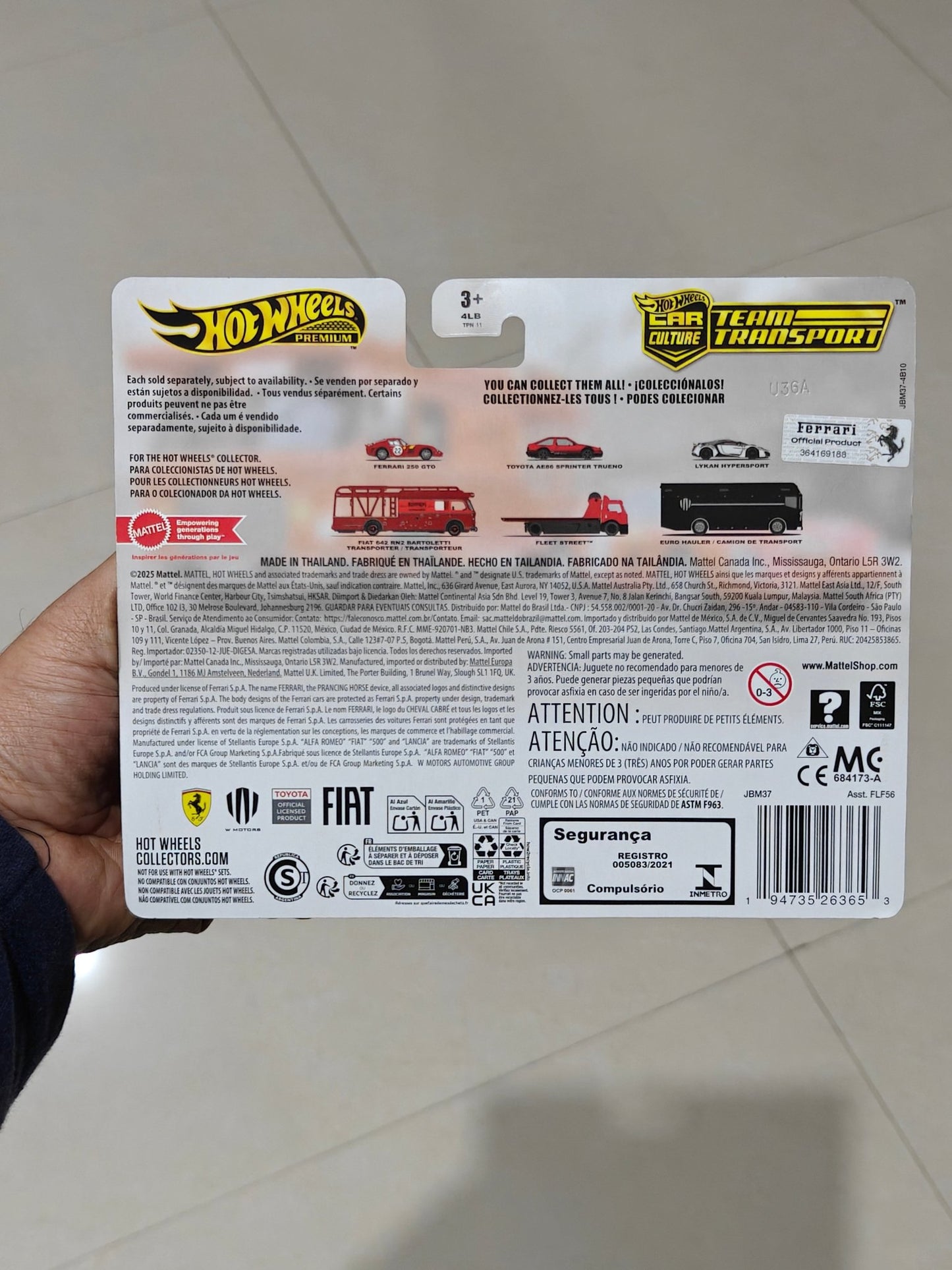 Hot Wheels Team Transport Ferrari 250 GTO & Fiat 642 RN2 Bartoletti - Kinder Logs