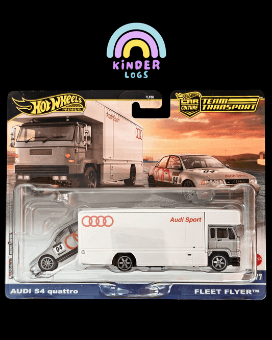 Hot Wheels Team Transport Fleet Flyer and Audi S4 Quattro (Imported) - Kinder Logs