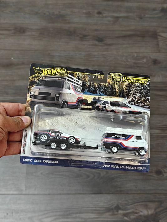 Hot Wheels Team Transport HW Rally Hauler and DMC DeLorean (Imported) - Kinder Logs