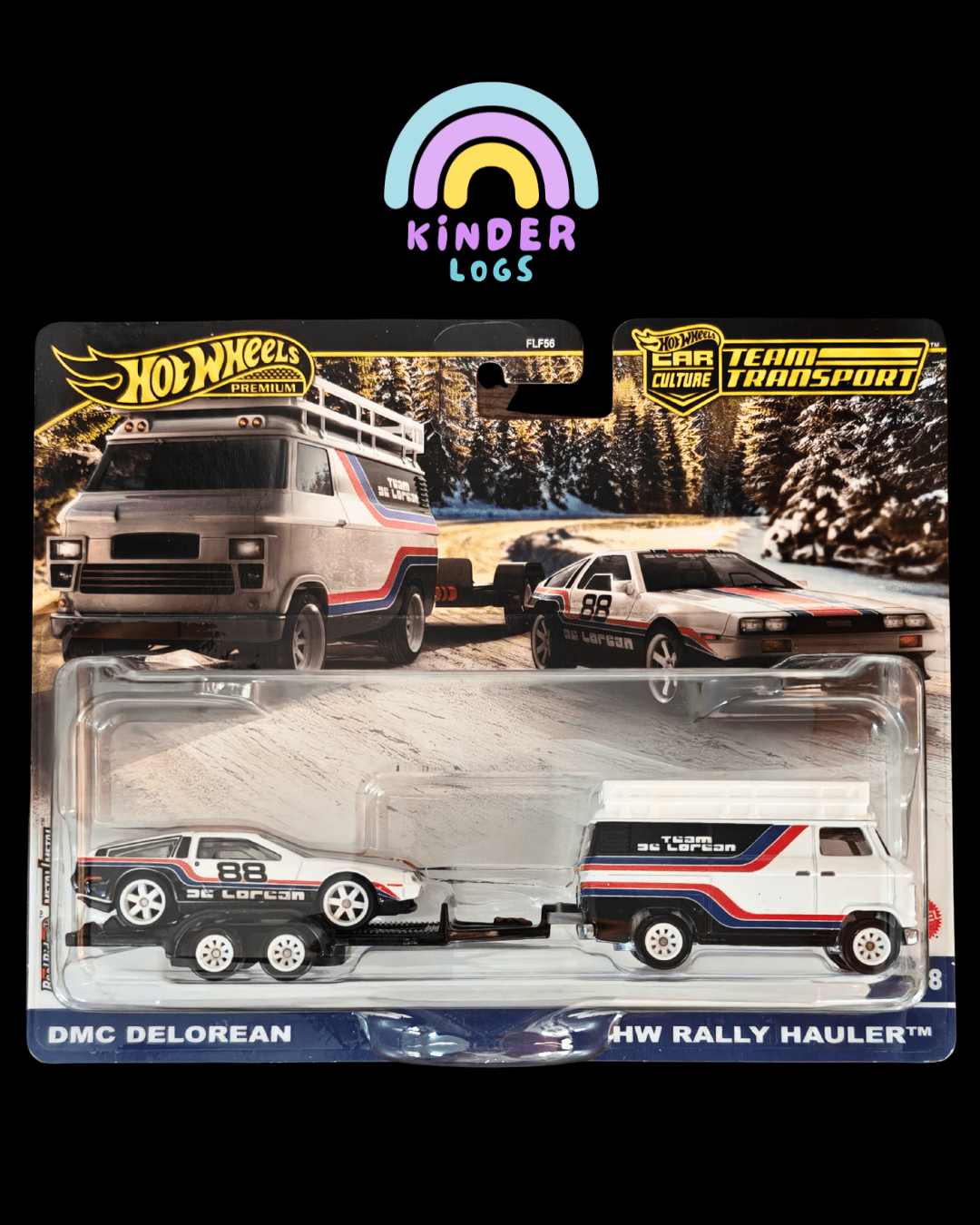 Hot Wheels Team Transport HW Rally Hauler and DMC DeLorean (Imported) - Kinder Logs