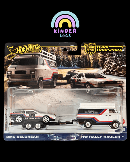 Hot Wheels Team Transport HW Rally Hauler and DMC DeLorean (Imported) - Kinder Logs