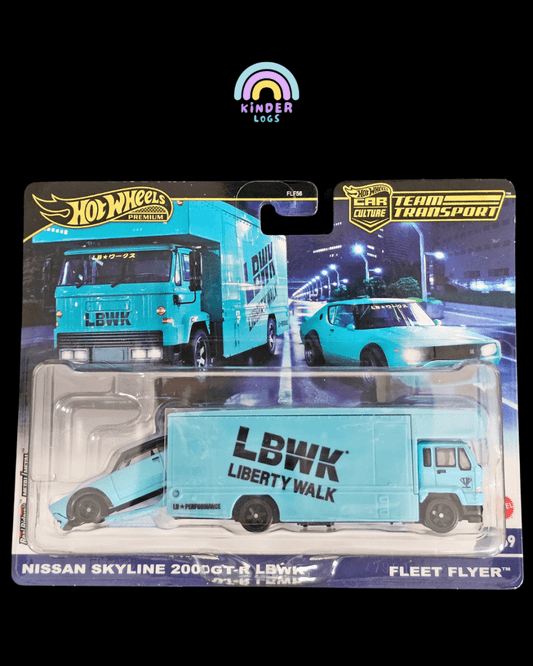 Hot Wheels Team Transport Liberty Walk Nissan Skyline 2000 GT - R With Fleet Flyer - Kinder Logs