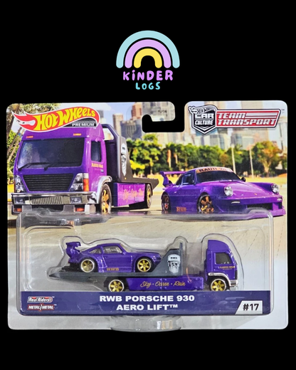 Hot Wheels Team Transport RWB Porsche 930 Aero Lift 17 (2020 Indian Card) - Kinder Logs