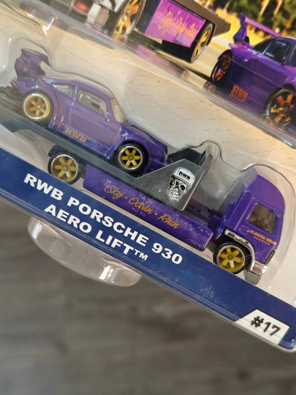 Hot Wheels Team Transport RWB Porsche 930 Aero Lift 17 (2020 Indian Card) - Kinder Logs