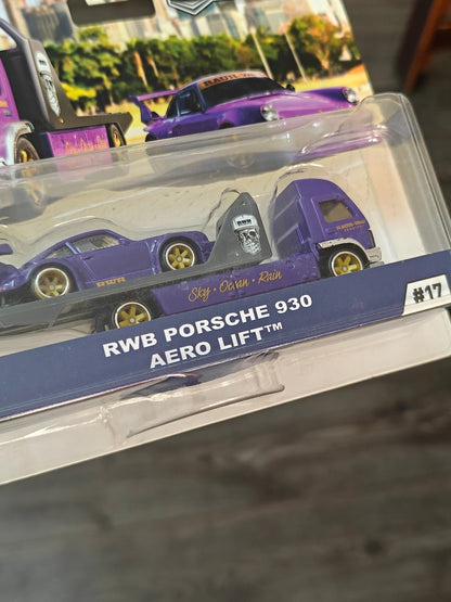 Hot Wheels Team Transport RWB Porsche 930 Aero Lift 17 (2020 Indian Card) - Kinder Logs