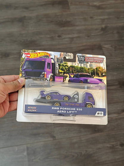 Hot Wheels Team Transport RWB Porsche 930 Aero Lift 17 (2020 Indian Card) - Kinder Logs