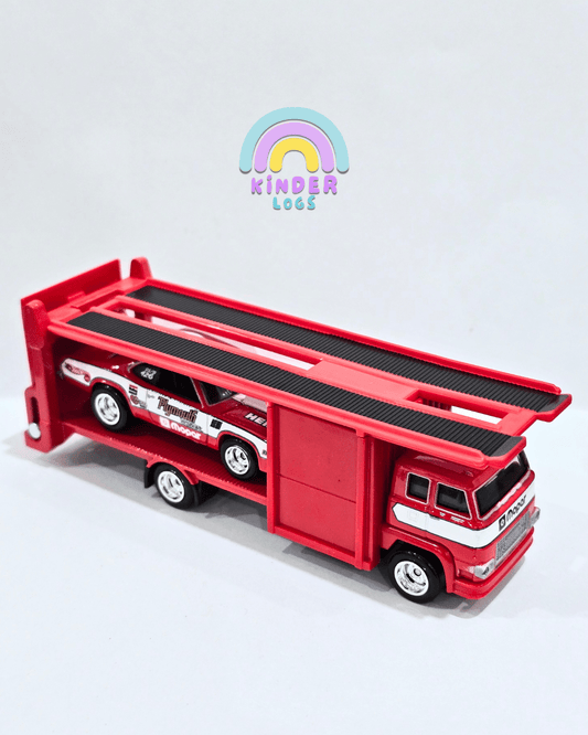 Hot Wheels Team Transport 'Second Story Lorry' & 1973 Plymouth Duster (Uncarded) - Kinder Logs