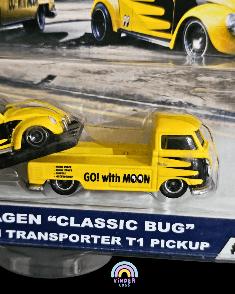 Hot Wheels Team Transport VW "Classic Bug" With T1 Pickup (Moon Eyes) - Kinder Logs