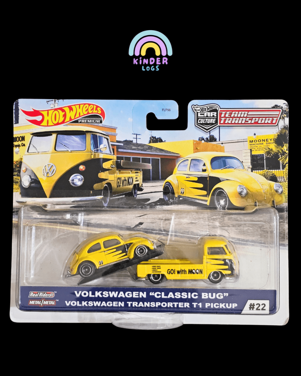 Hot Wheels Team Transport VW "Classic Bug" With T1 Pickup (Moon Eyes) - Kinder Logs