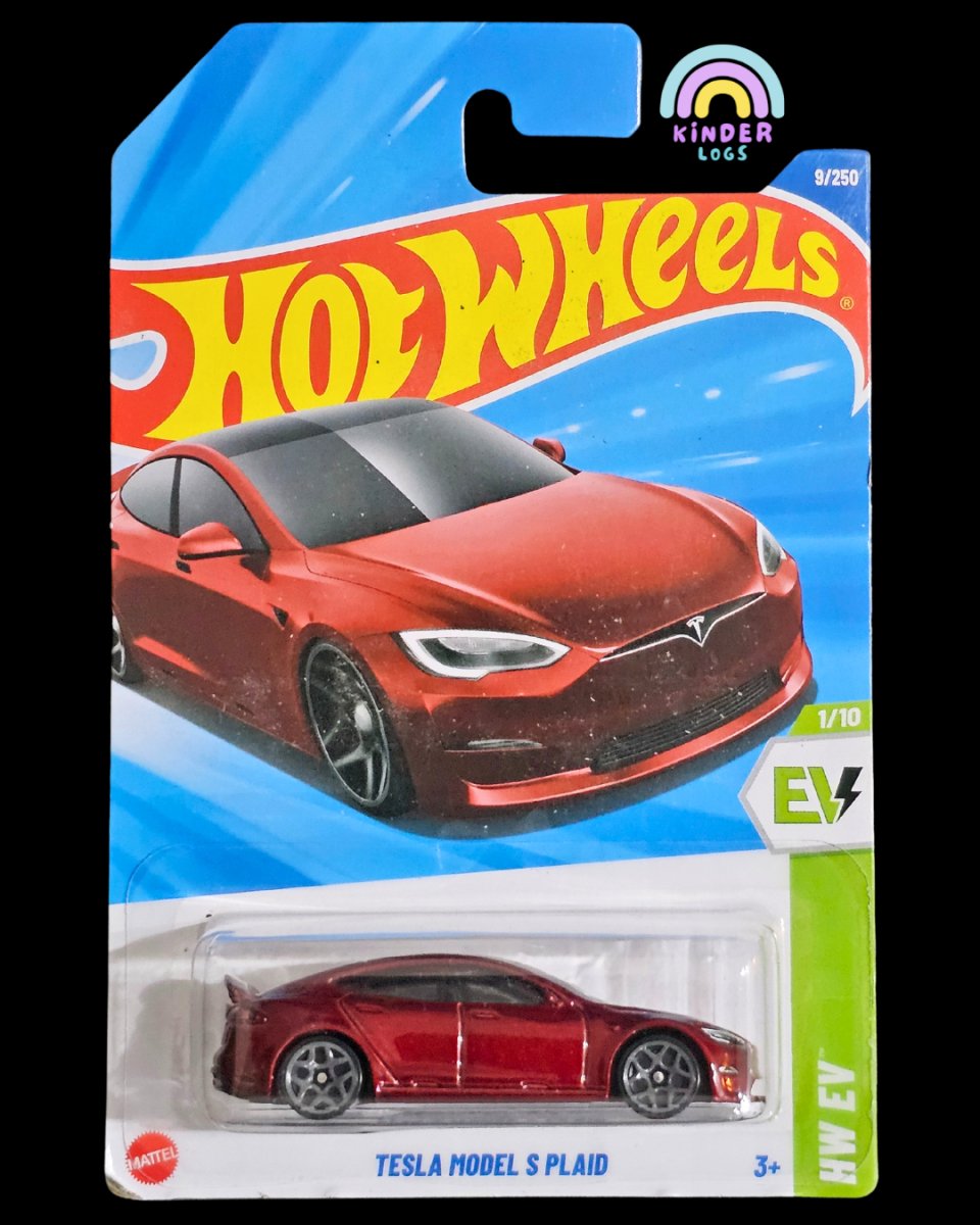 Hot Wheels Tesla Model S Plaid - Red (A Case) - Kinder Logs