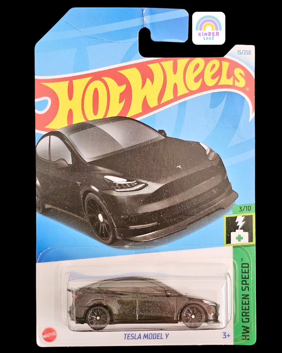 Hot Wheels Tesla Model Y - Black Color - Kinder Logs
