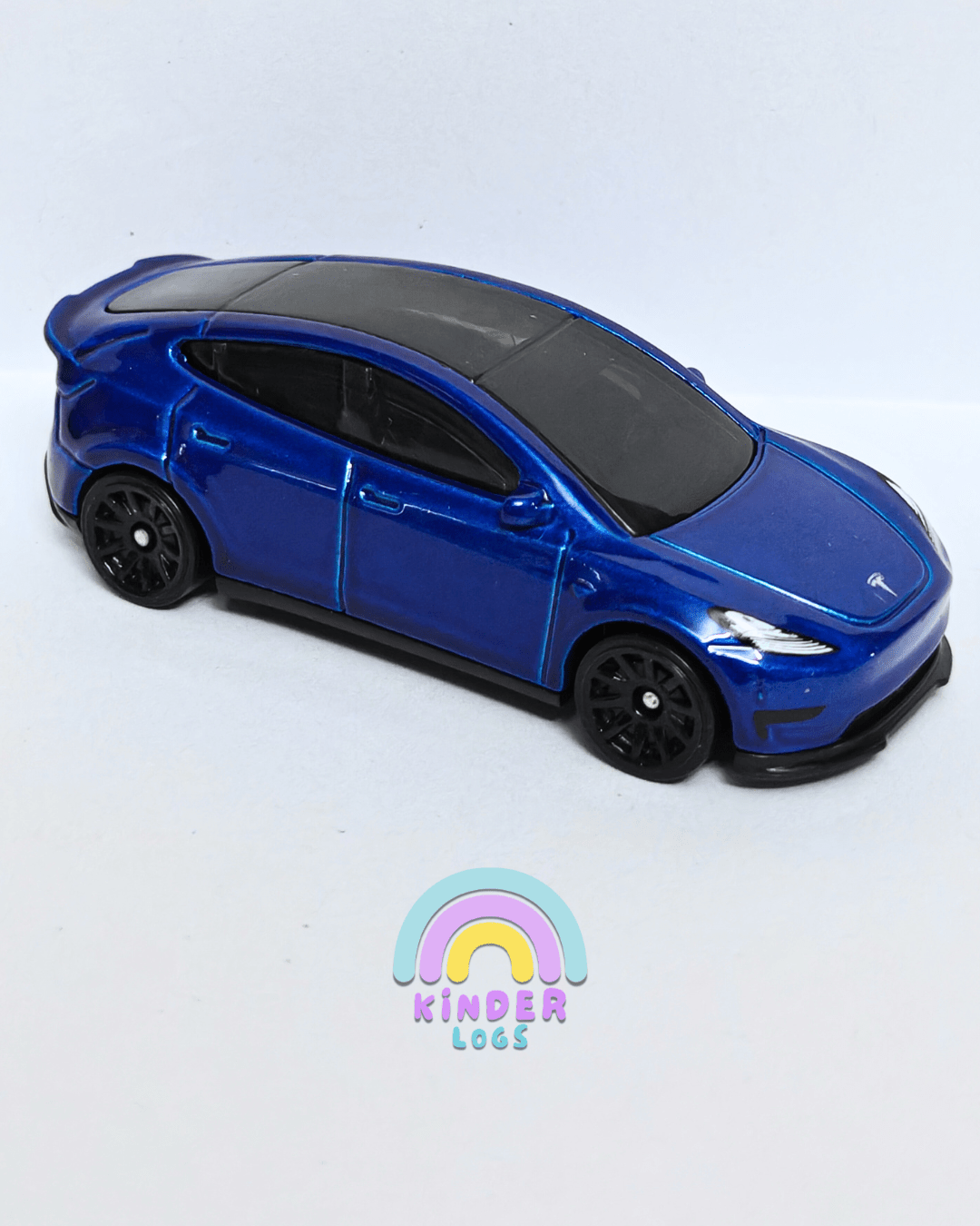 Hot Wheels Tesla Model Y - Blue Imported (Uncarded - New) - Kinder Logs