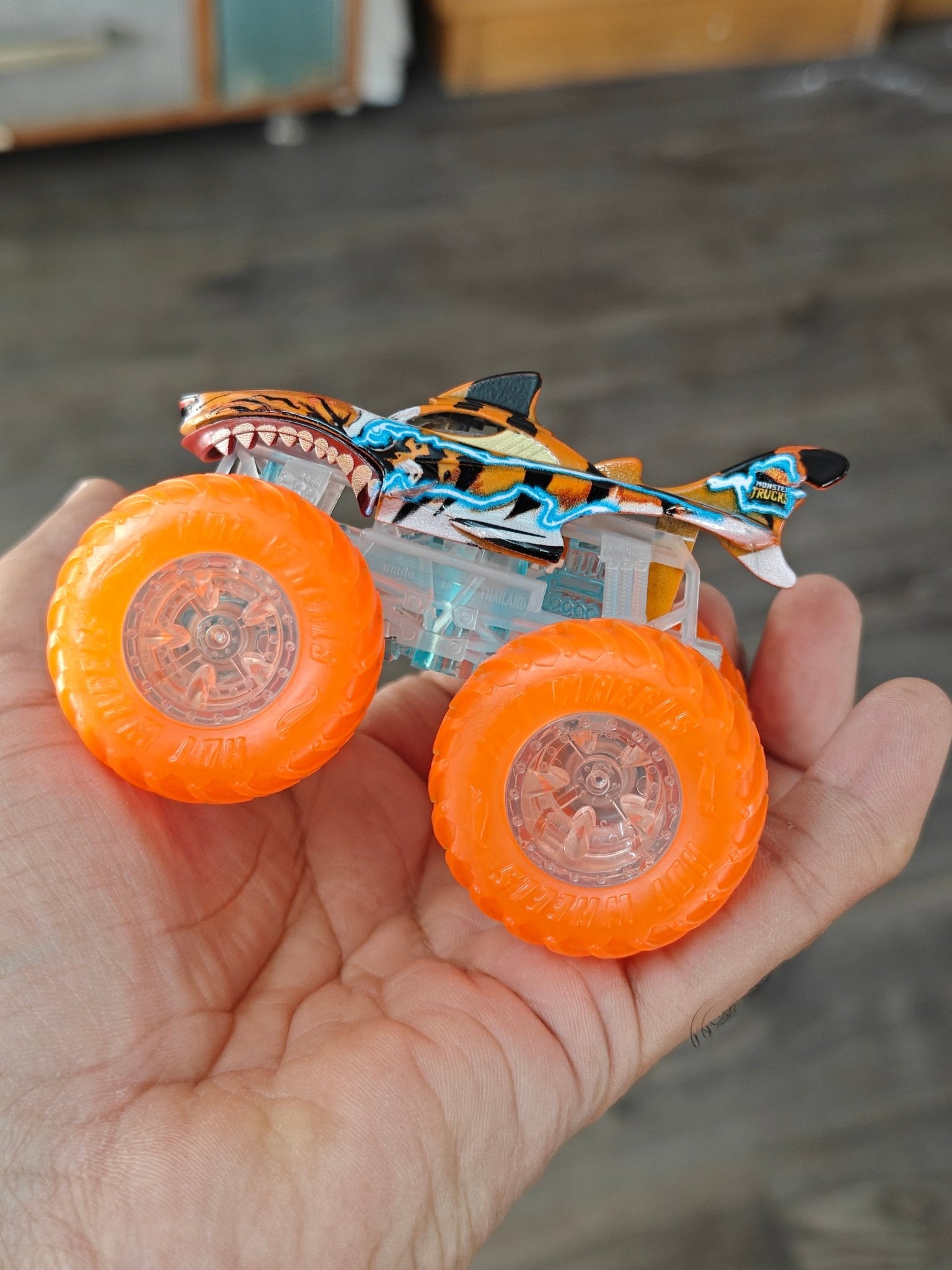 Hot Wheels Tiger Shark Monster Truck - Orange (Uncarded - New) - Kinder Logs