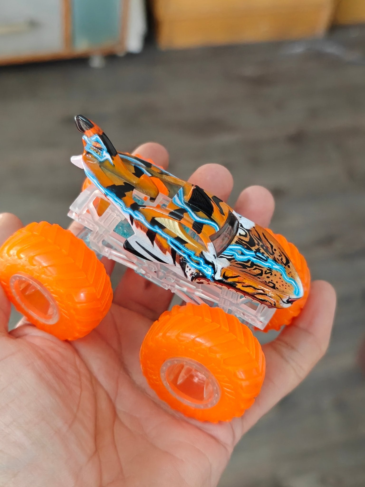 Hot Wheels Tiger Shark Monster Truck - Orange (Uncarded - New) - Kinder Logs