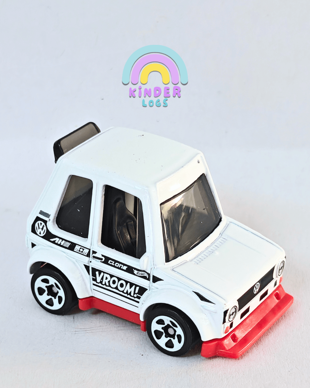 Hot Wheels Tooned Volkswagen Golf MK1 - White (Uncarded - New) - Kinder Logs