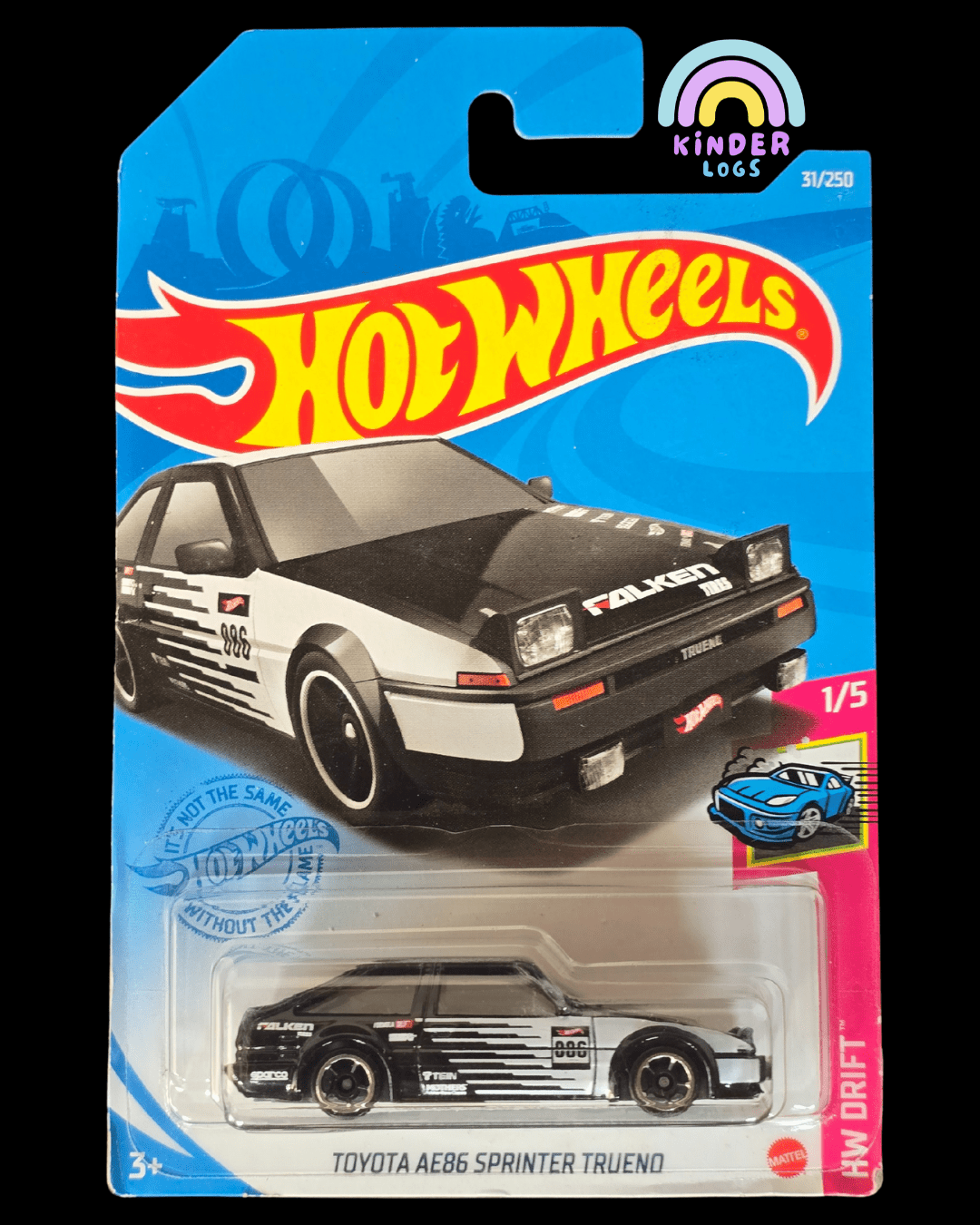Hot Wheels Toyota AE86 Sprinter Trueno - HW Drift (Black) - Kinder Logs