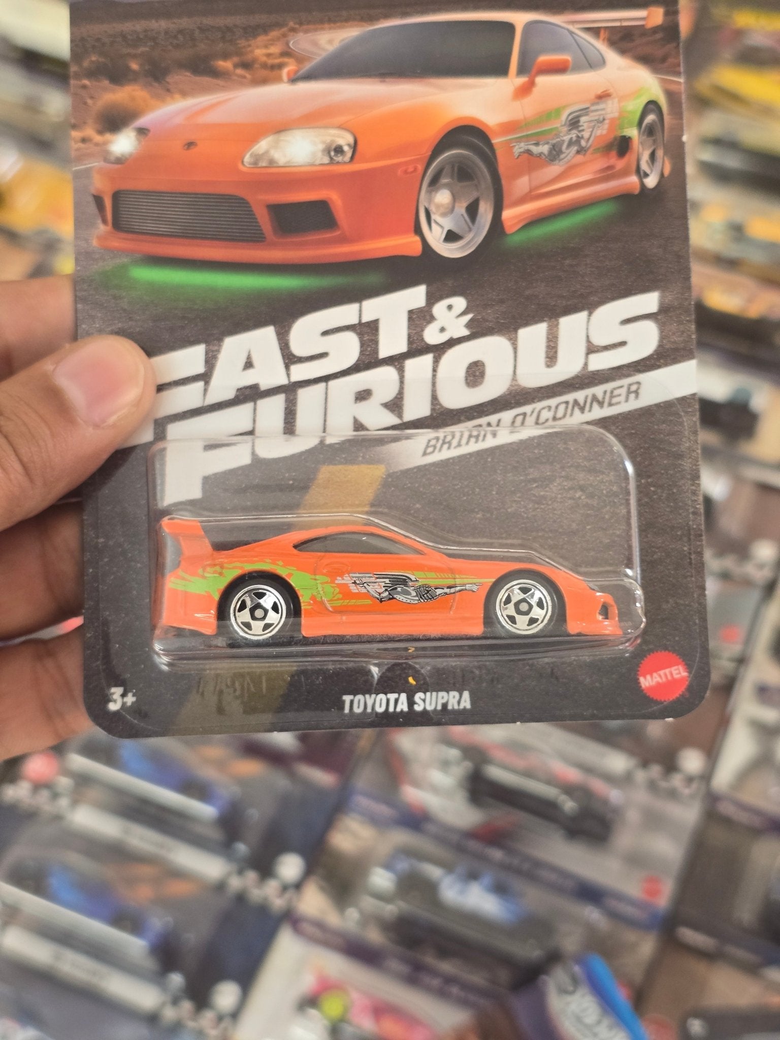 Hot Wheels Toyota Supra (Orange) - Fast & Furious Brian O'Conner - Kinder Logs