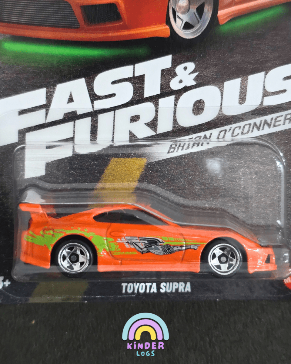 Hot Wheels Toyota Supra (Orange) - Fast & Furious Brian O'Conner - Kinder Logs