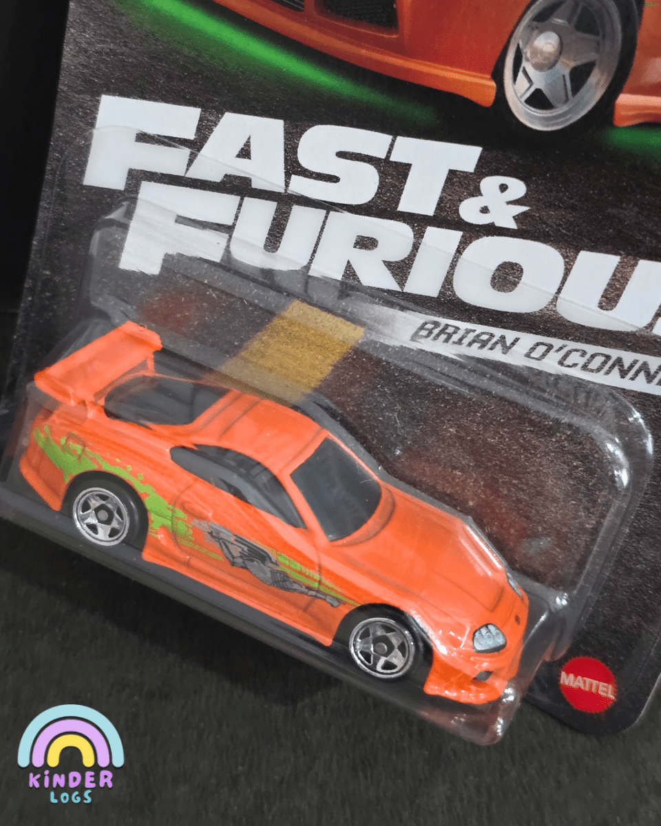 Hot Wheels Toyota Supra (Orange) - Fast & Furious Brian O'Conner - Kinder Logs