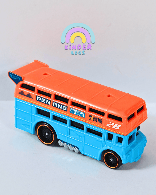 Hot Wheels Trouble Decker - Orange - Blue (Uncarded - New) - Kinder Logs