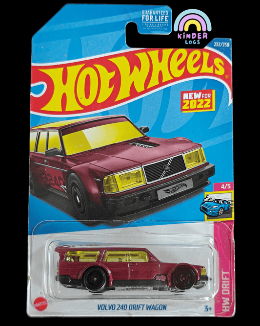 Hot Wheels Volvo 240 Drift Wagon - Maroon (Imported) - Kinder Logs