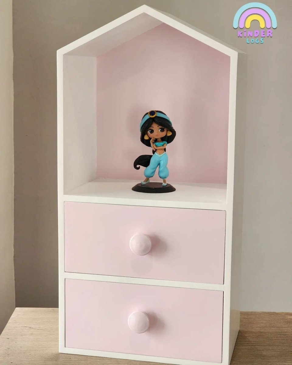 Hut - Shape Floor Tower With 2 Drawers - Pink - Kinder Logs