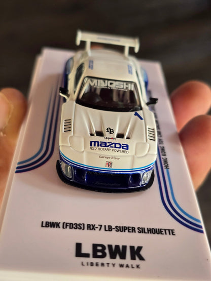 Inno64 LBWK Mazda RX - 7 FD3S LB - Super Silhouette (White - Blue) - Kinder Logs