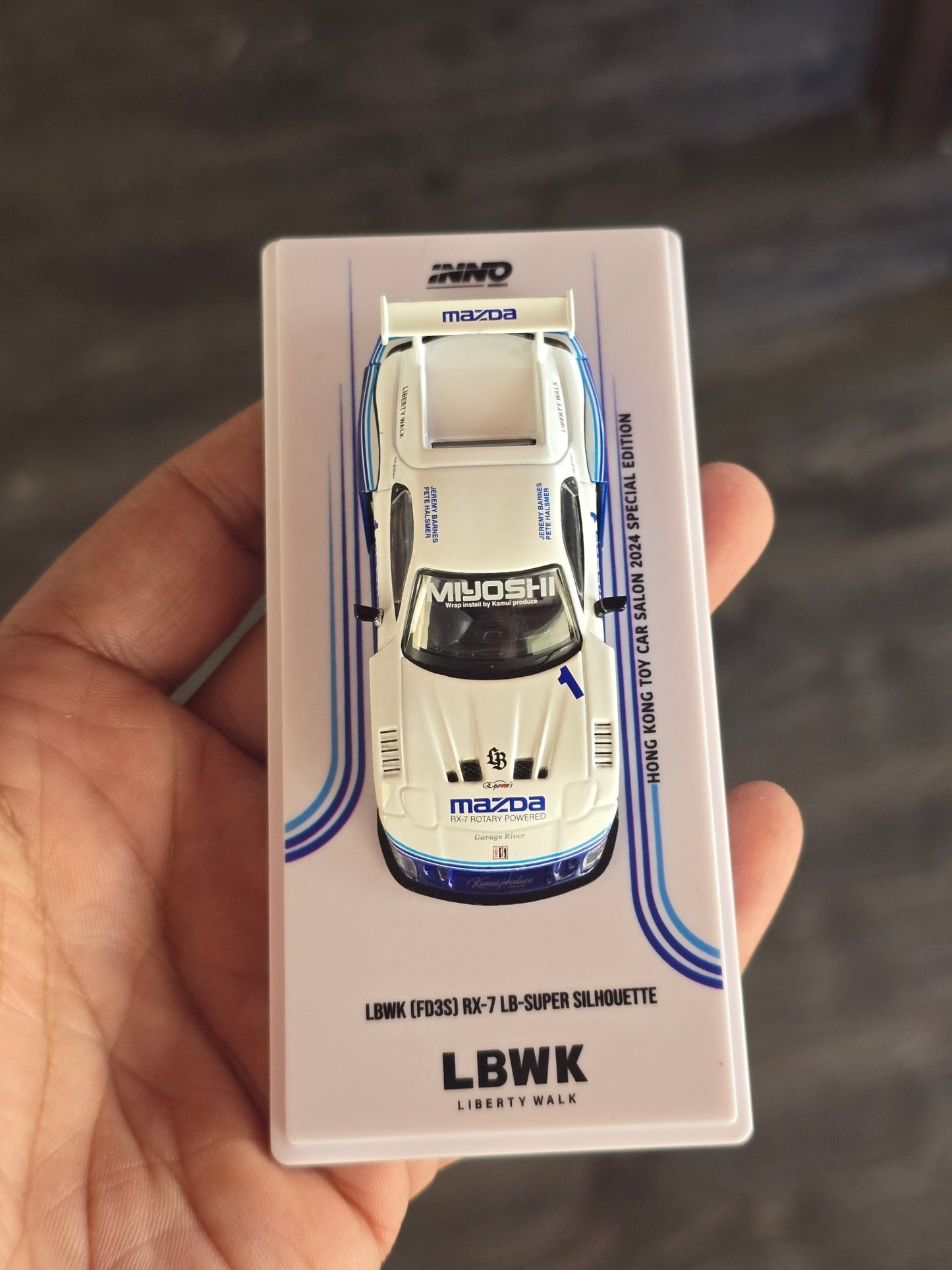 Inno64 LBWK Mazda RX - 7 FD3S LB - Super Silhouette (White - Blue) - Kinder Logs