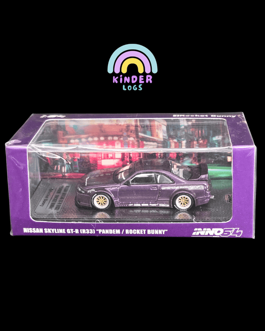 Inno64 Nissan Skyline GT - R (R33) "Pandem/Rocket Bunny" (Purple) - Kinder Logs