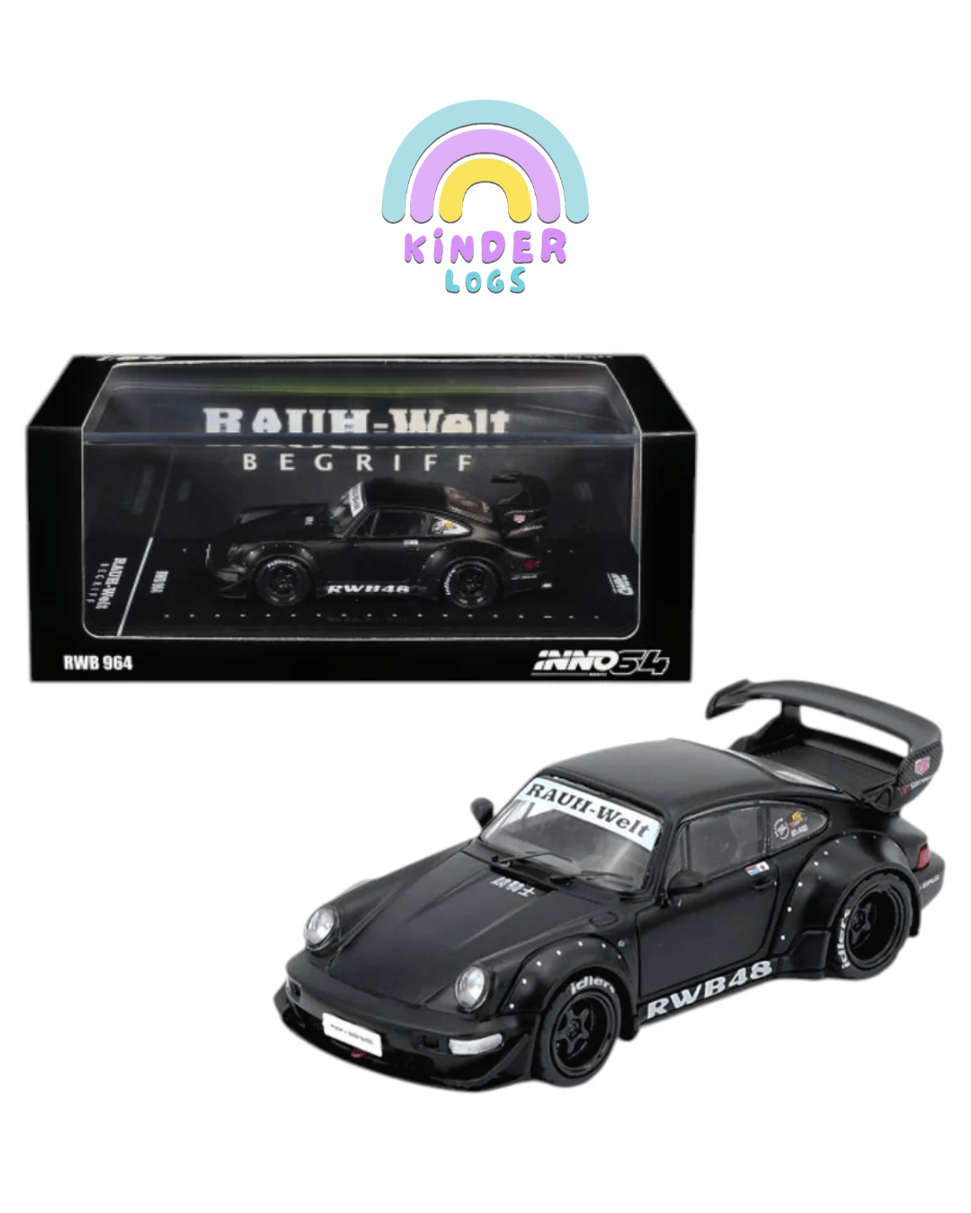 Inno64 Porsche RWB 964 (Black Matt) - Kinder Logs