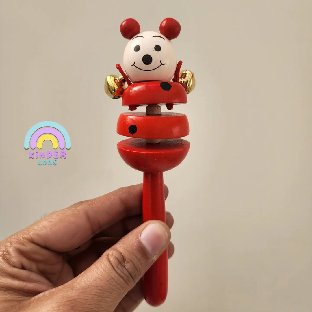 Lady Bug Wooden Rattle for Toddlers 💗 - Kinder Logs