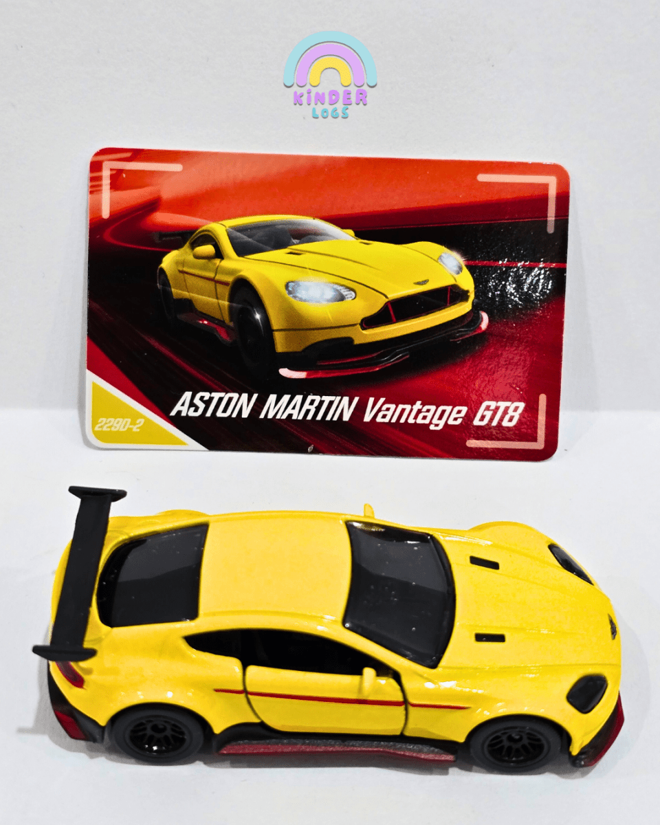 Majorette Aston Martin Vantage GT8 - Yellow (Uncarded) - Kinder Logs
