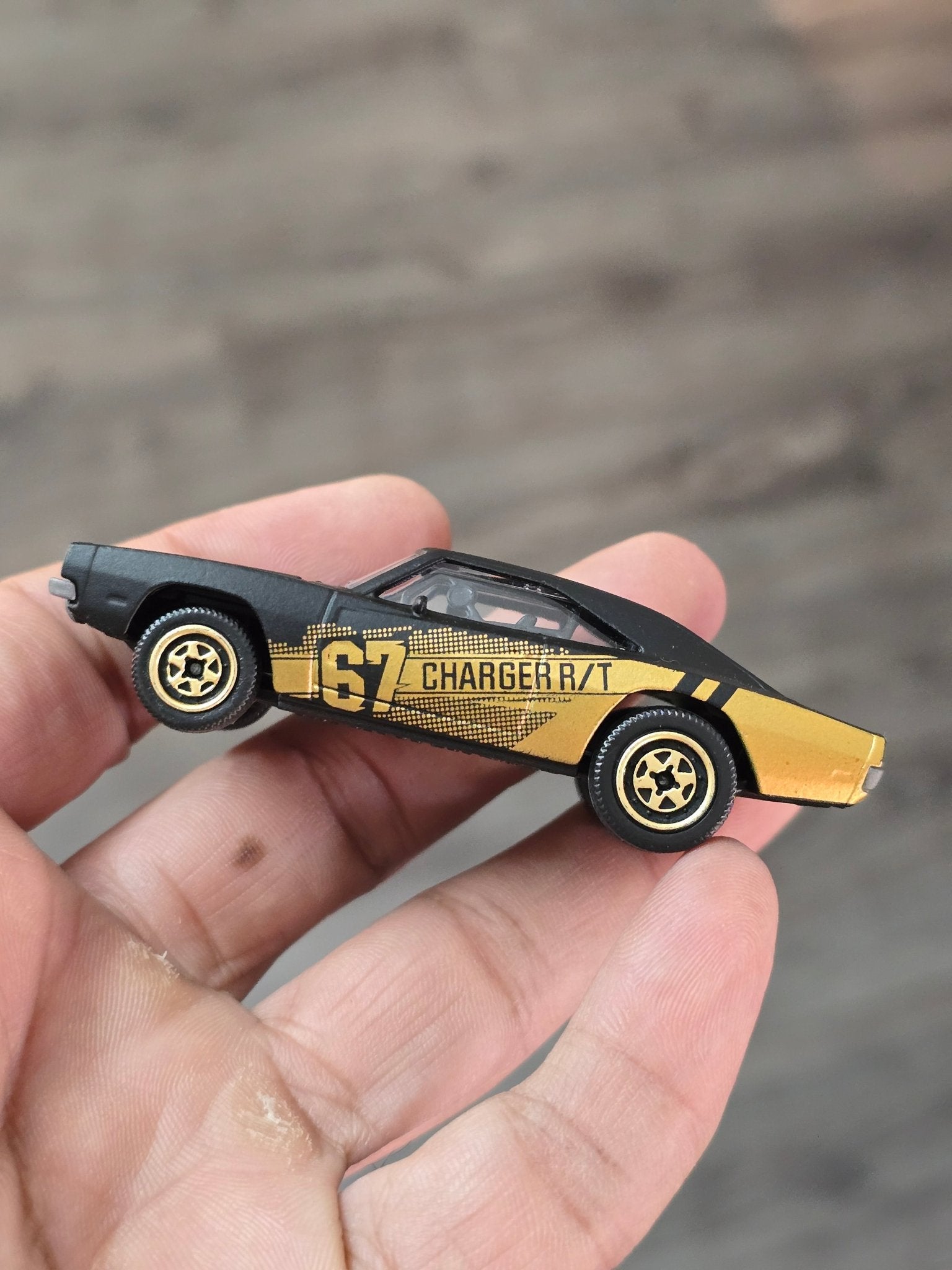 Majorette Dodge Charger RT - Black With Gold (Uncarded - New) - Kinder Logs