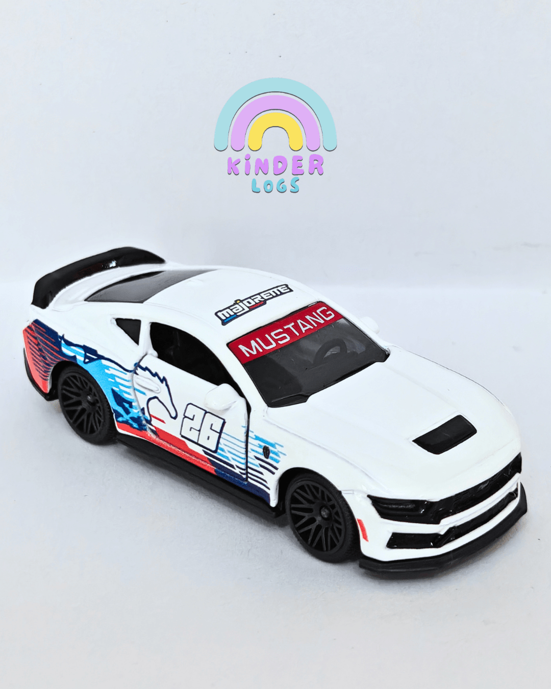 Majorette Ford Mustang Dark Horse - White (Uncarded - New) - Kinder Logs