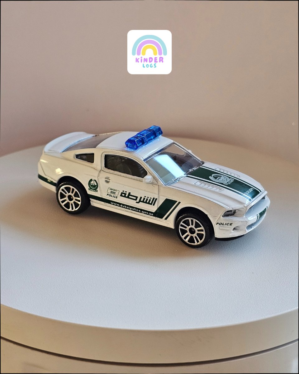 Majorette Ford Mustang Dubai Police Car (Uncarded) - Kinder Logs