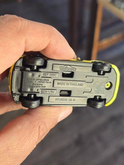 Majorette Hyundai i30 N - Neon Green (Uncarded - New) - Kinder Logs