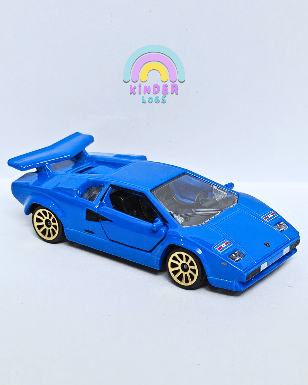 Majorette Lamborghini Countach LP400 S - Blue (Uncarded - New) - Kinder Logs