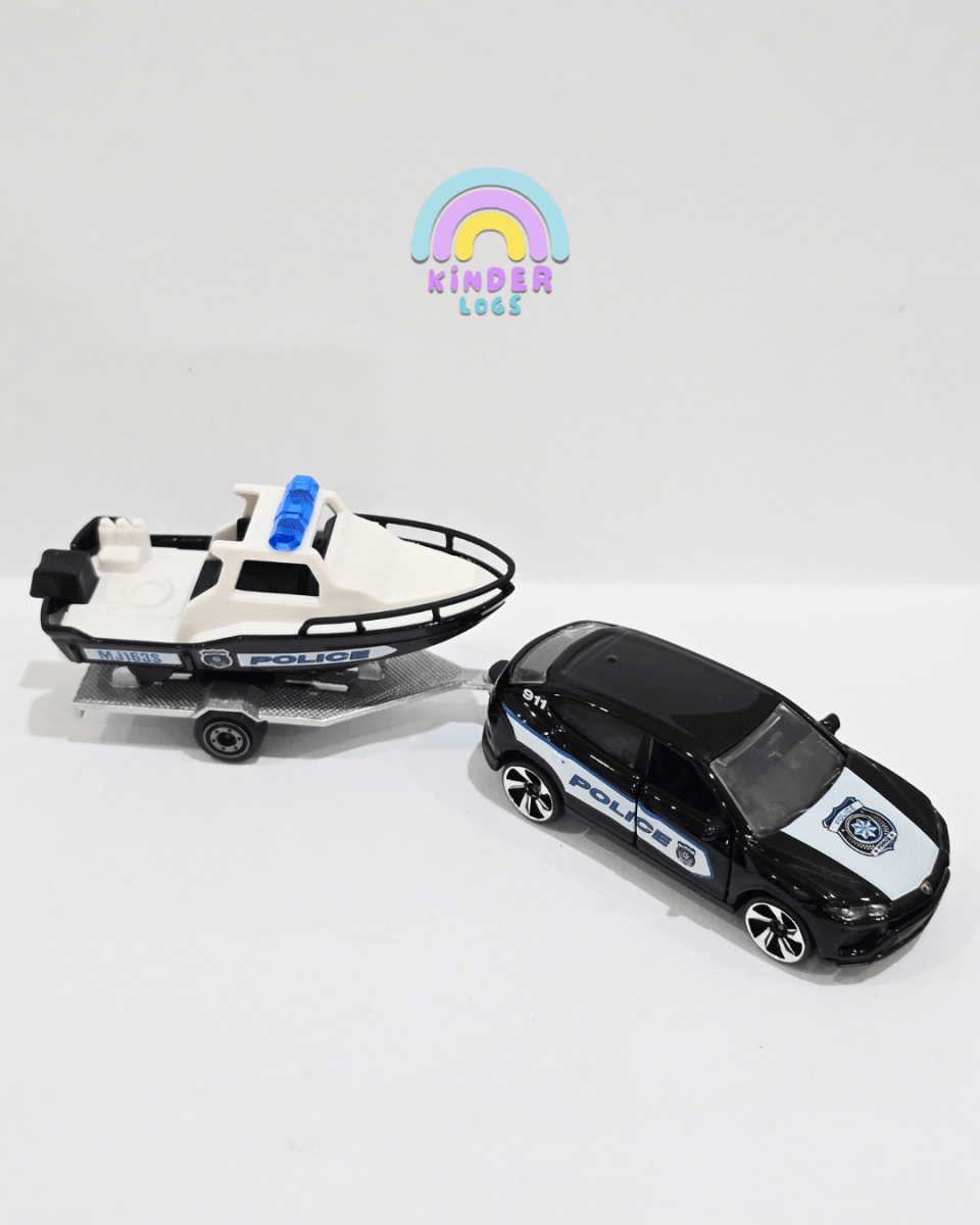 Majorette Police Lamborghini Urus With A Boat Trailer (Uncarded) - Kinder Logs