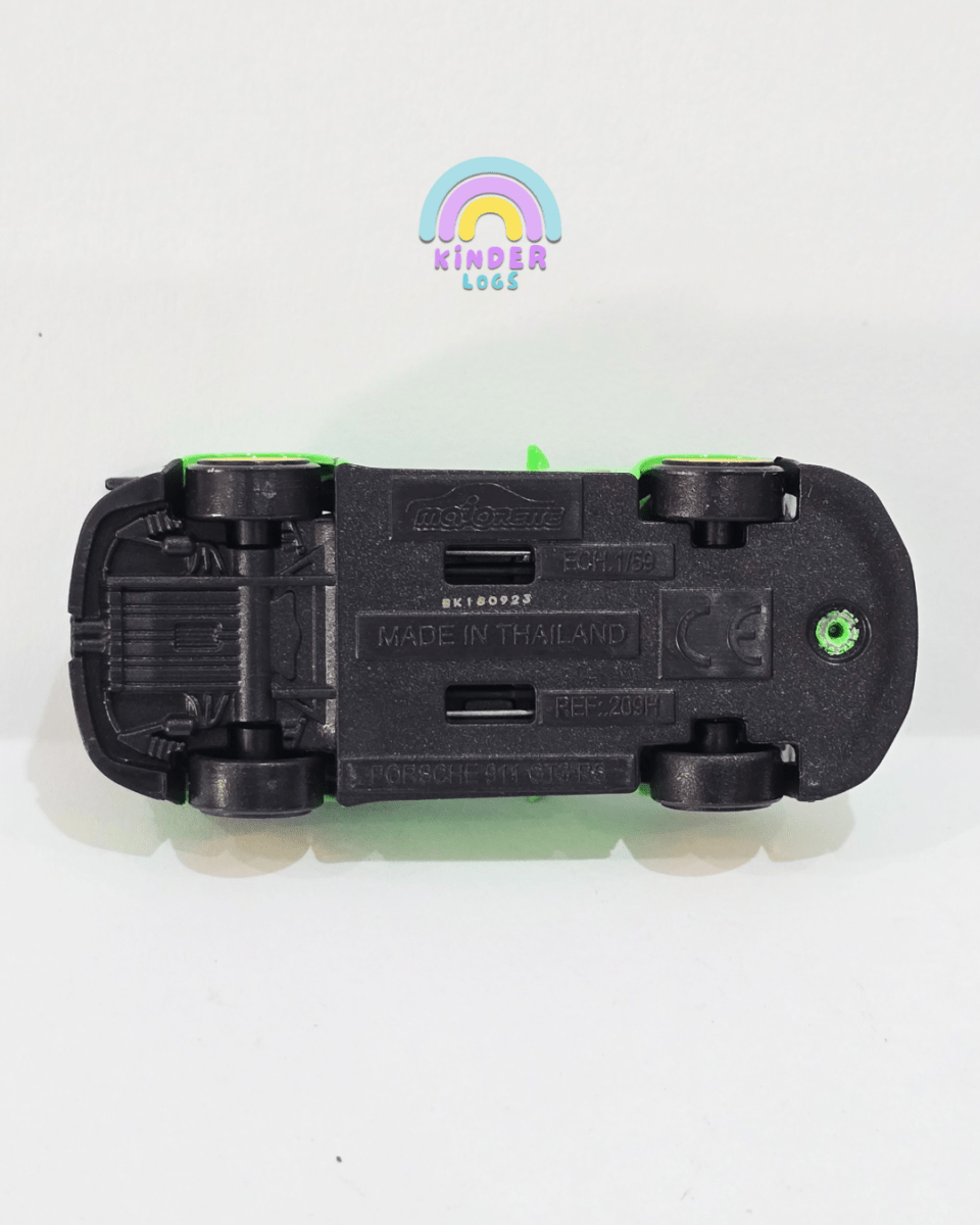 Majorette Porsche 911 GT3 RS - Green Color (Uncarded) - Kinder Logs