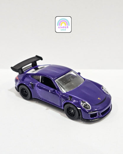 Majorette Porsche 911 GT3 RS - Purple With Black Alloys (Uncarded) - Kinder Logs