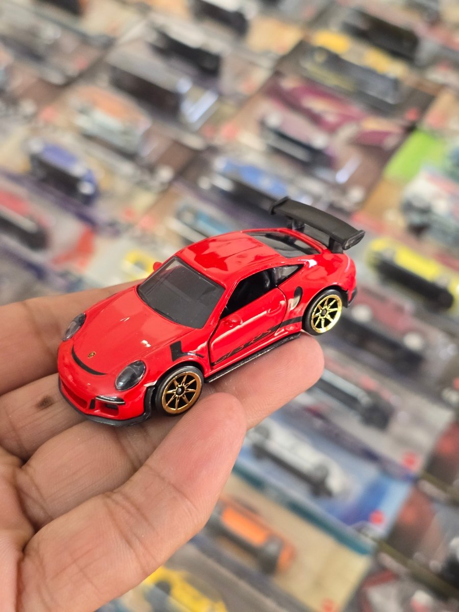 Majorette Porsche 911 GT3 RS - Red With Gold Wheels (Uncarded) - Kinder Logs