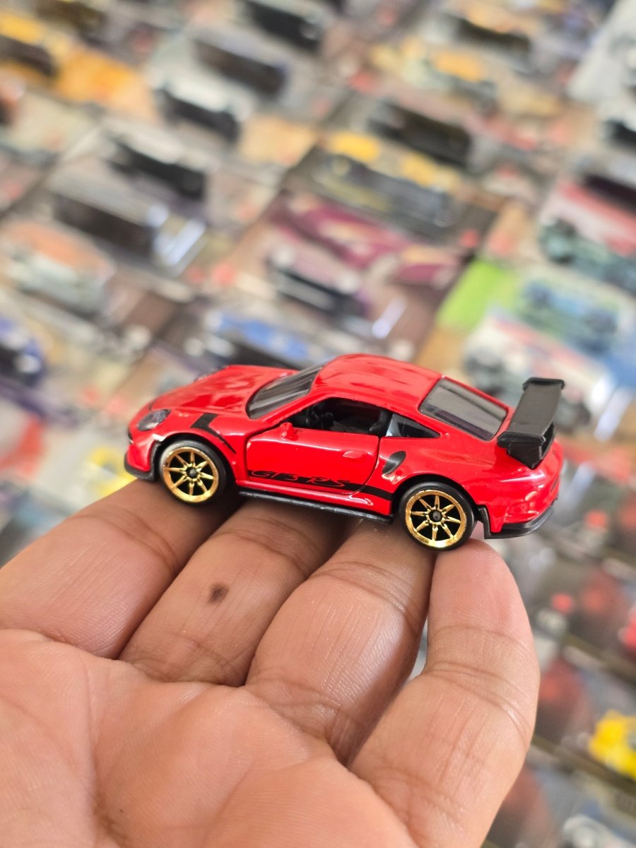 Majorette Porsche 911 GT3 RS - Red With Gold Wheels (Uncarded) - Kinder Logs