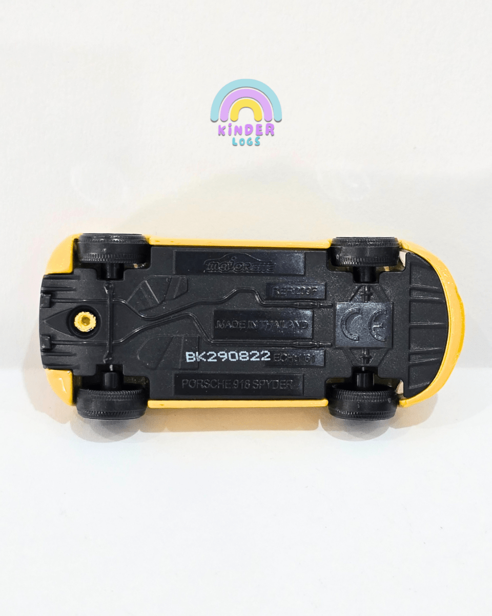 Majorette Porsche 918 Spyder - Yellow Color (Uncarded) - Kinder Logs