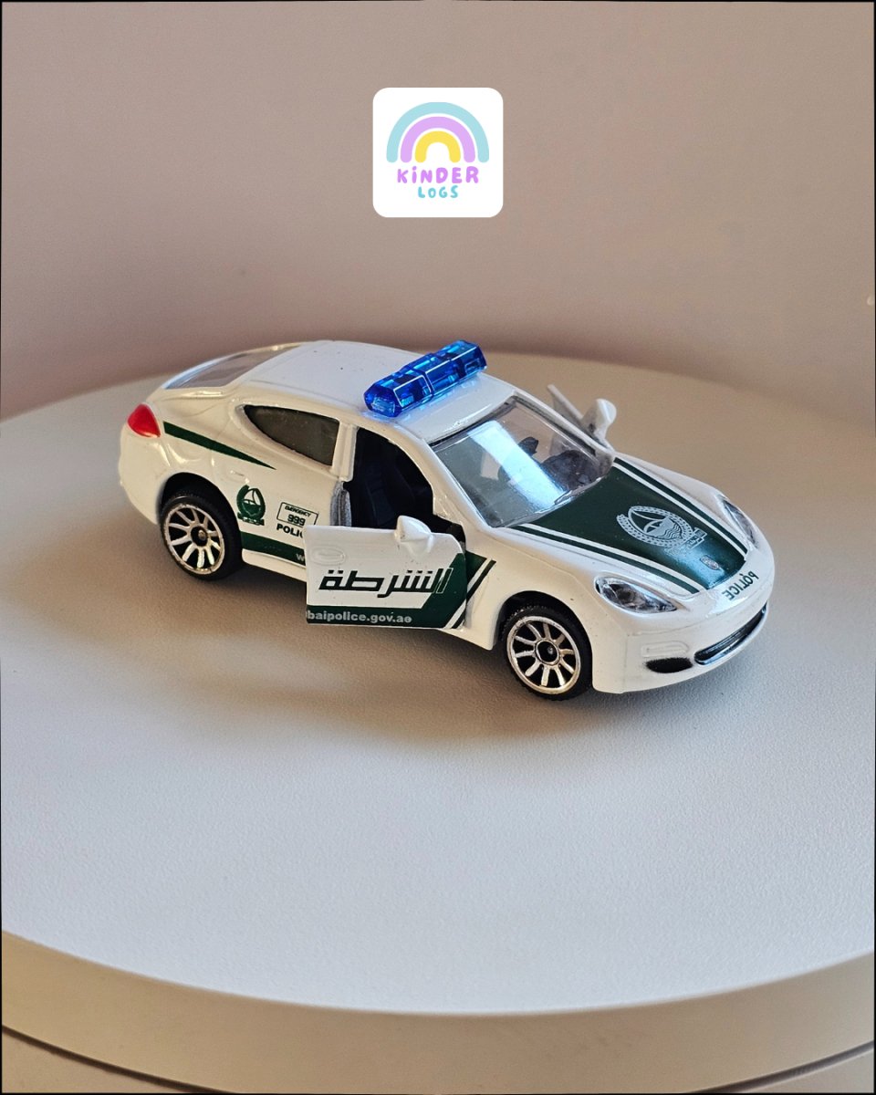 Majorette Porsche Panamera Dubai Police Car (Uncarded) - Kinder Logs