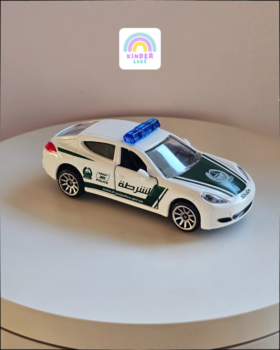 Majorette Porsche Panamera Dubai Police Car (Uncarded) - Kinder Logs