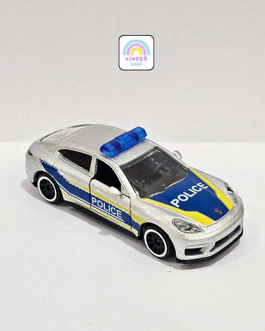 Majorette Porsche Panamera Police Car - Silver (Uncarded) - Kinder Logs