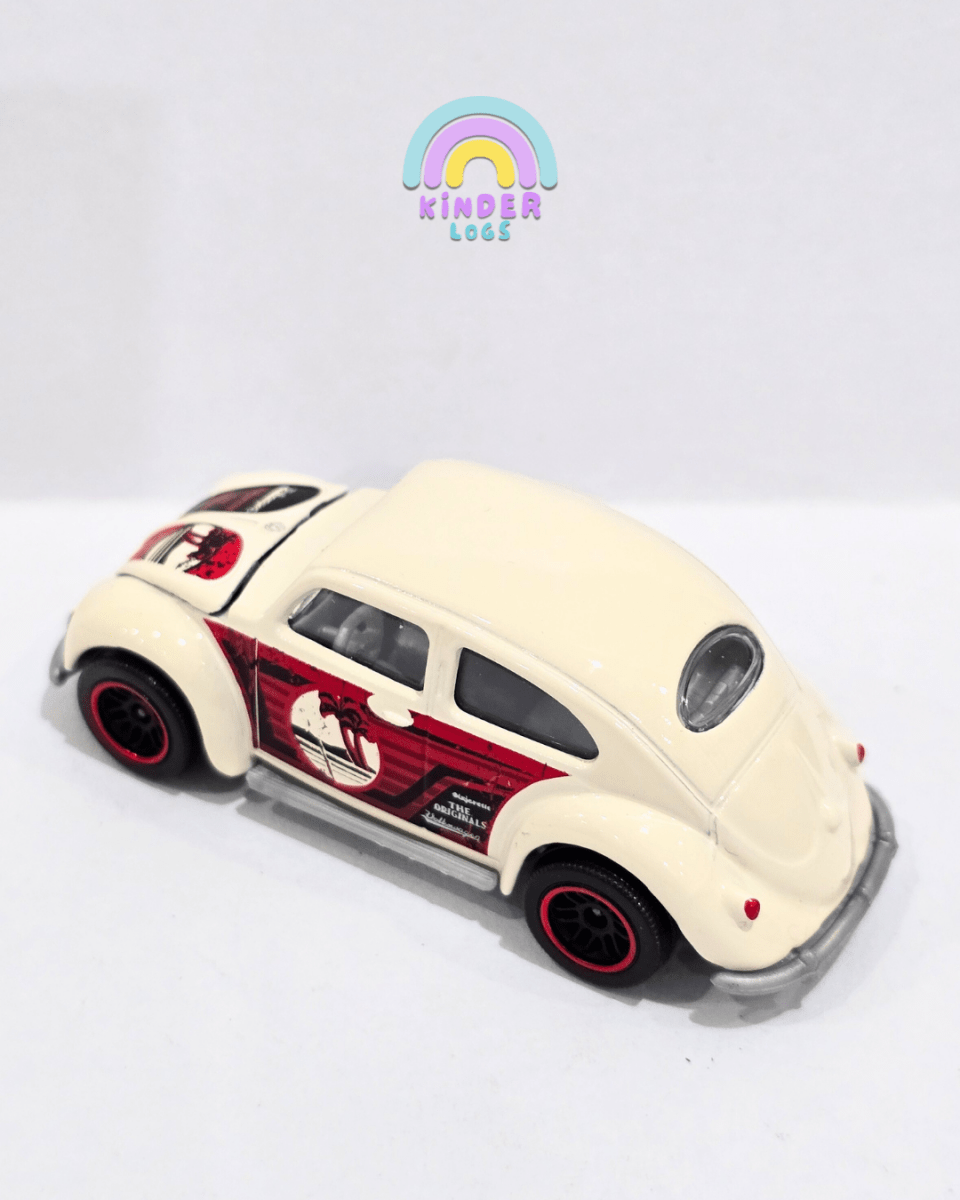 Majorette Volkswagen Beetle - Cream With Red Graphics (Uncarded) - Kinder Logs