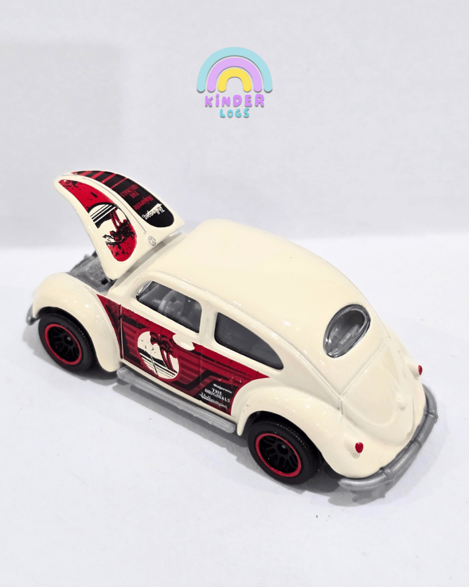 Majorette Volkswagen Beetle - Cream With Red Graphics (Uncarded) - Kinder Logs