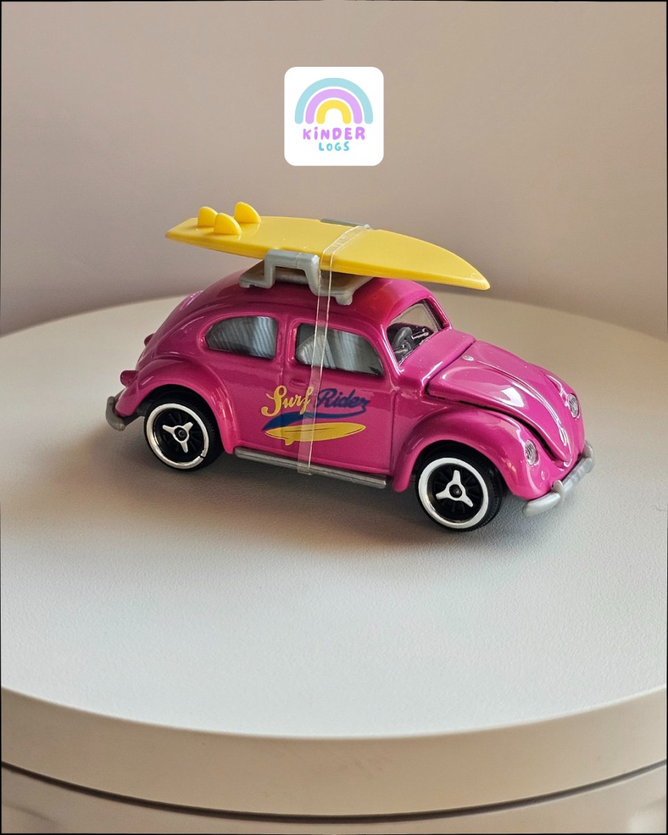Majorette Volkswagen Beetle - Pink Surf Rider (Uncarded) - Kinder Logs